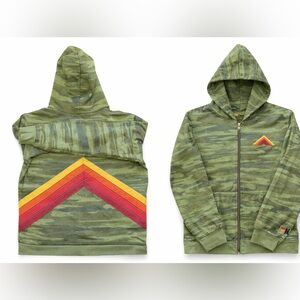 Aviator Nation Green Camo Zip Up Sweater